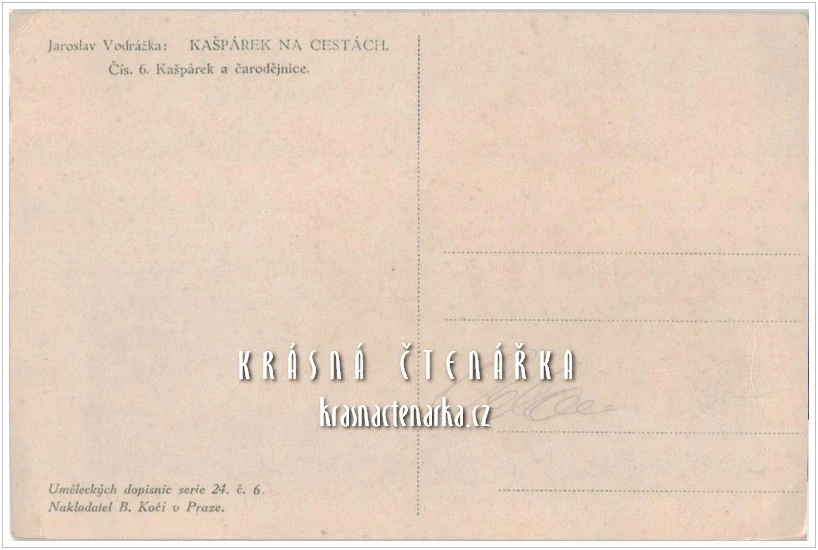 KAŠPÁREK A ČARODĚJNICE , Uměleckých pohlednic serie 24 č. 6