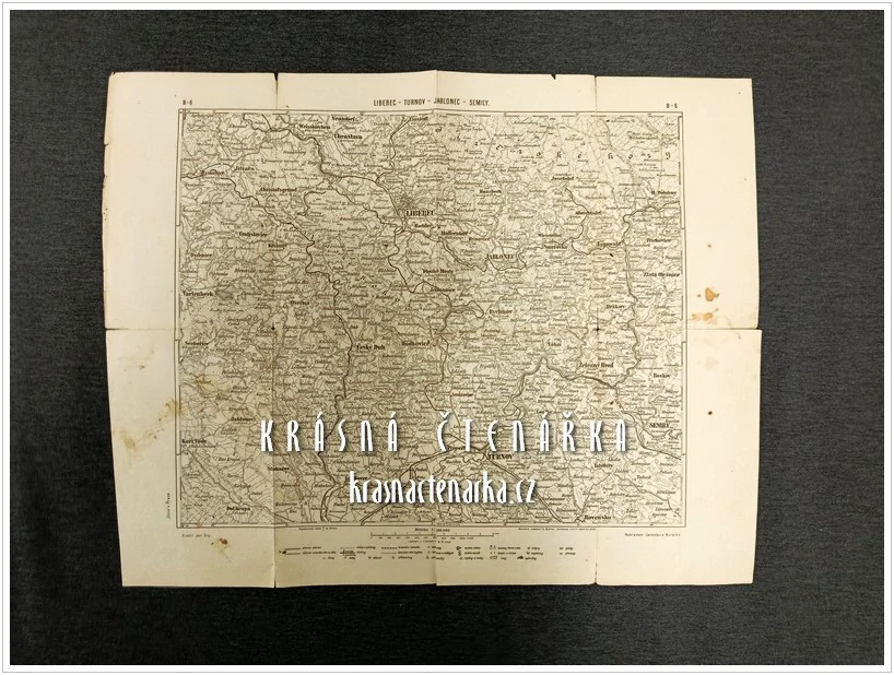 LIBEREC - TURNOV - JABLONEC - SEMILY, List B-6 ze série Podrobné mapy Království českého
