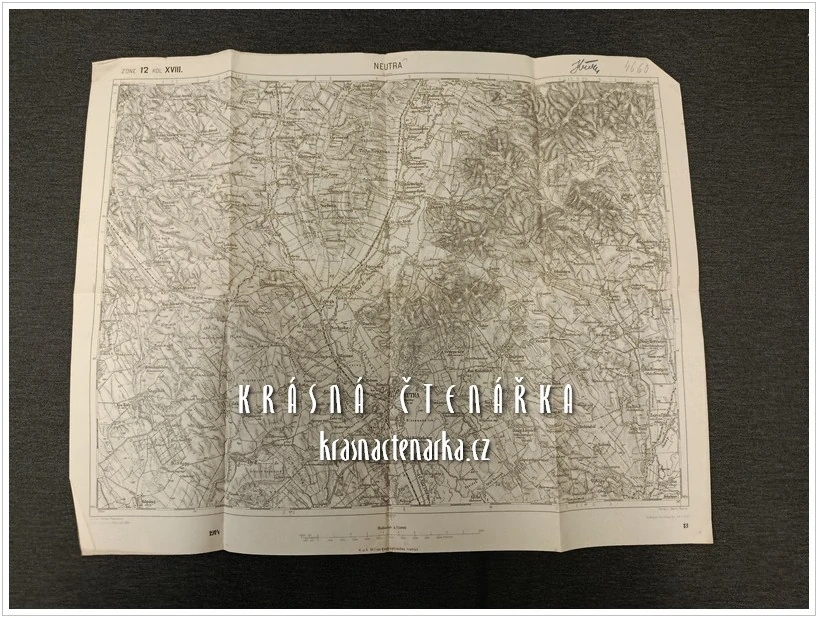NITRA  a okolí, vojenská topografická mapa 1:75 000 (Zone 12, Kolonne XVIII., č. 4660), vydaná k.u.k. Militärgeographisches Institut ve Vídni