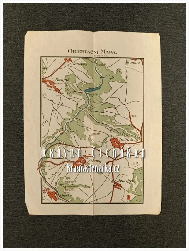 Starší česká orientační mapa: BOSYNĚ-NEBUŽELY-STŘEMY-JENICHOV-LHOTKA  a okolí (Mělnicko)