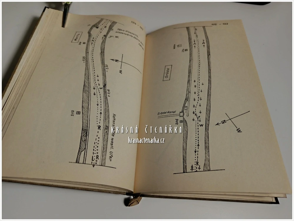 STROMKARTE FÜR DAS ELBEGEBIET TORGAU-AUSSIG nebst einer Pegel-Tabelle (Plavební mapa Labe, Torgau-Ústí nad Labem) (Erich Ahrendt)
