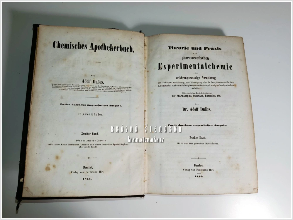 THEORIE UND PRAXIS DER PHARMACEUTISCHEN EXPERIMENTALCHEMIE, Zweiter Band (Duflos Adolf) | Teorie a praxe farmaceutické experimentální chemie
