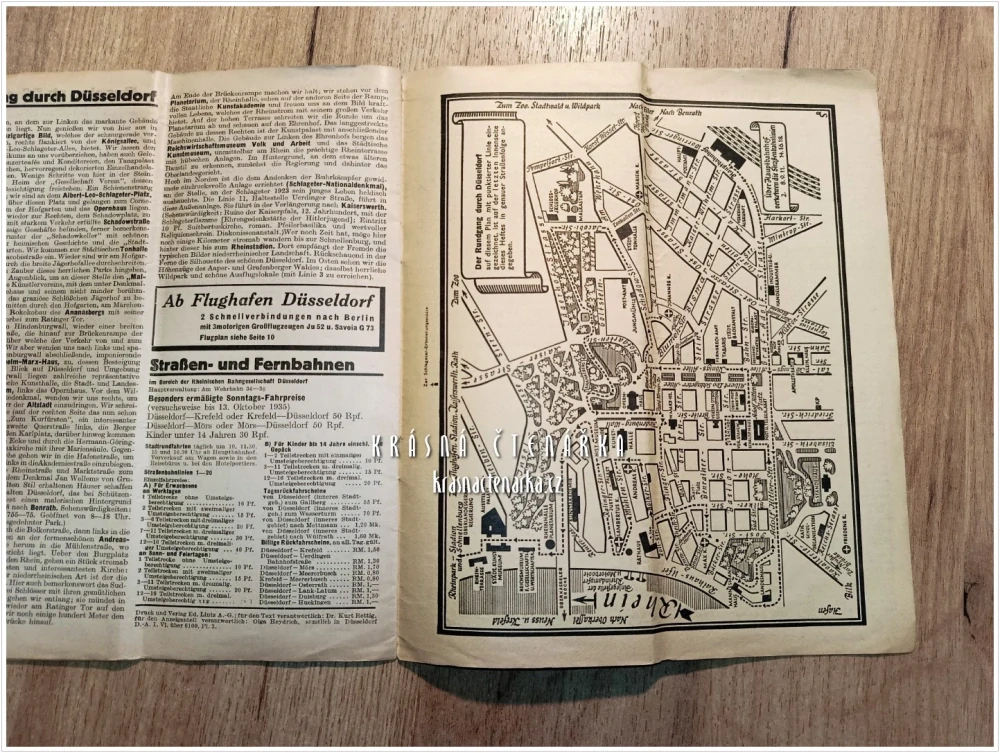 Oficiální programová brožura či turistický průvodce „DÜSSELDORFER WOCHE“ (Düsseldorfský týden) z roku 1935, vydaný pro akce konané v týdnu od 8. do 15. června 1935