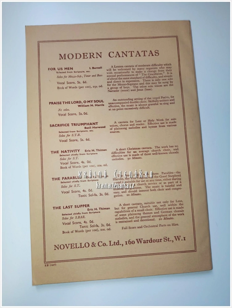 HYMN OF PRAISE | Felix Mendelssohn Bartholdy | Novello and Company, Limited, London