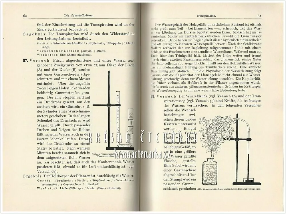 SCHULVERSUCHE ZUR PFLANZENPHYSIOLOGIE (Wyneken Karl)
