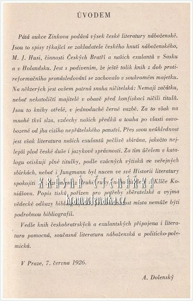 Aukční katalog V. Zinkova aukce, KNIŽNÍ AUKCE