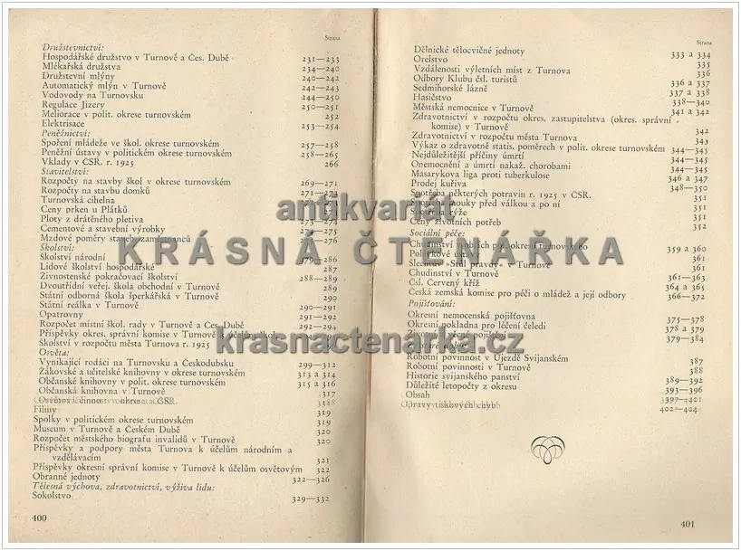 TURNOVSKO, Statistická data ze všech oborů veřejného života nynějšího a dřívějšího 1928 (Venclů František)