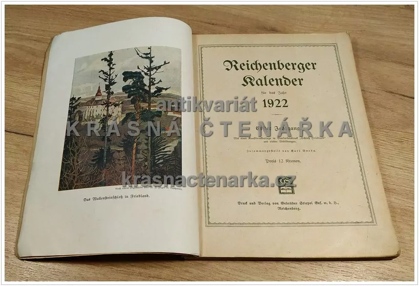 REICHENBERGER KALENDER für das Jahr 1922 (kalendář Liberec)