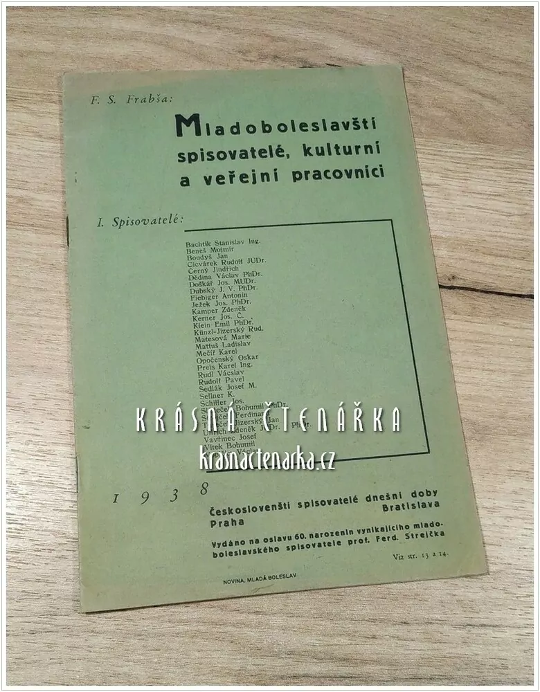 MLADOBOLESLAVŠTÍ SPISOVATELÉ, KULTURNÍ A VEŘEJNÍ PRACOVNÍCI (Frabša F. S.)