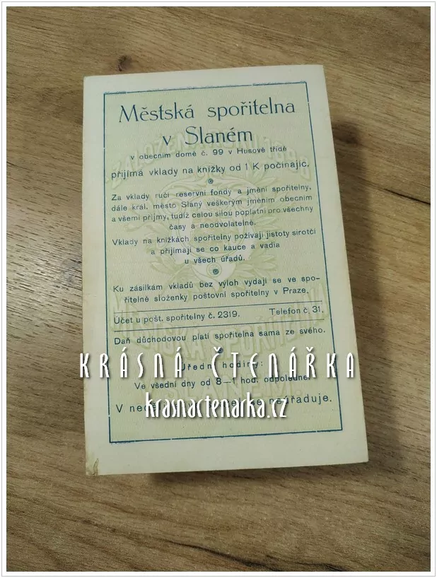 VKLADNÍ LIST Městké spořitelny, Slaný