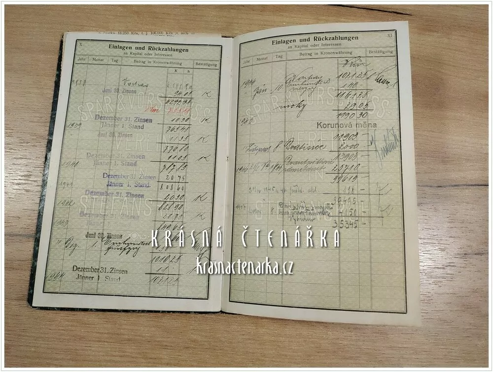 EINLAGSBUCH des Spar und Vorschuß-Vereines in Stefansruh (Příchovice)