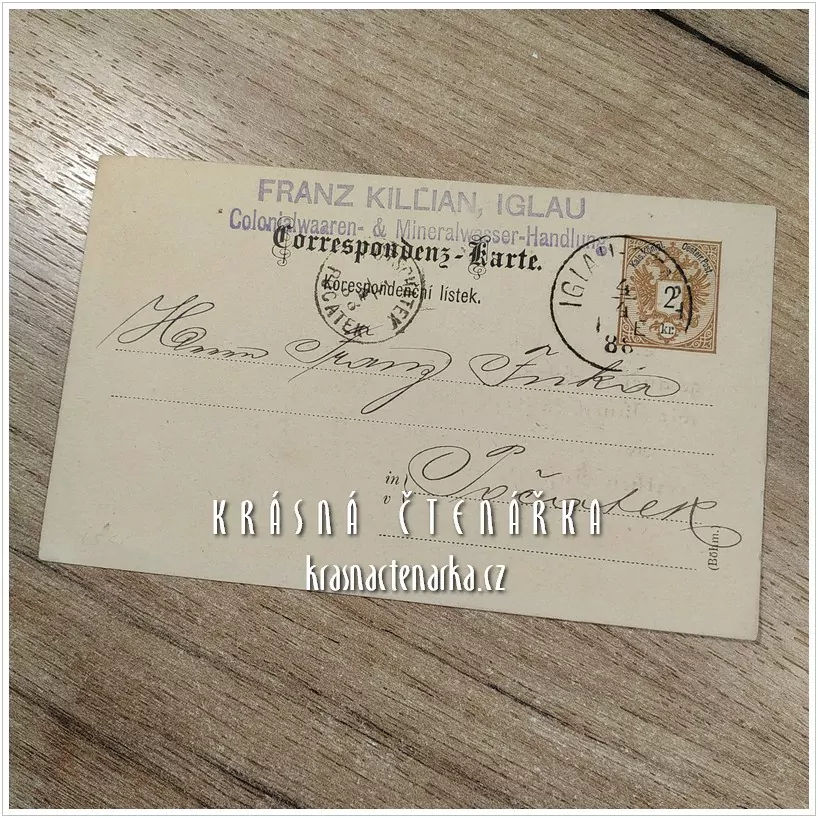 KORESPONDENČNÍ LÍSTEK, Objednávka pro pana Fršku z Počátek, 1888, razítko JIHLAVA / POČÁTEK