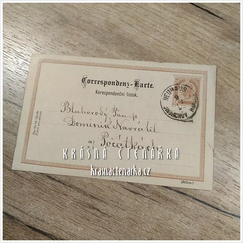 KORESPONDENČNÍ LÍSTEK, Oznámení o obdržení finanční částky z roku 1890, razítko JINDŘICHŮV HRADEC