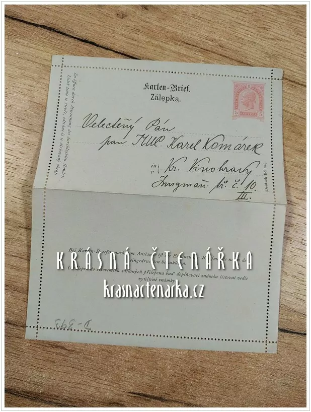 DOPISNICE Zálepka s vytištěnou poštovní známkou