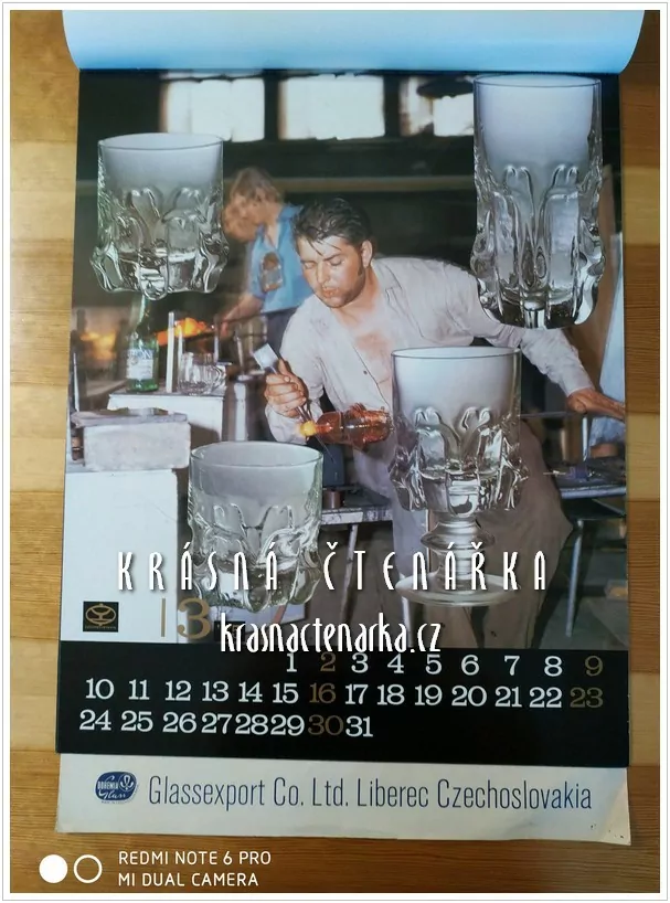 Nástěnný kalendář GLASSEXPORT 1975 - BOHEMIA GLASS