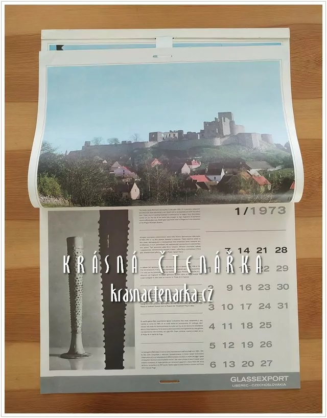 Nástěnný kalendář GLASSEXPORT 1973 - BOHEMIA CRYSTAL