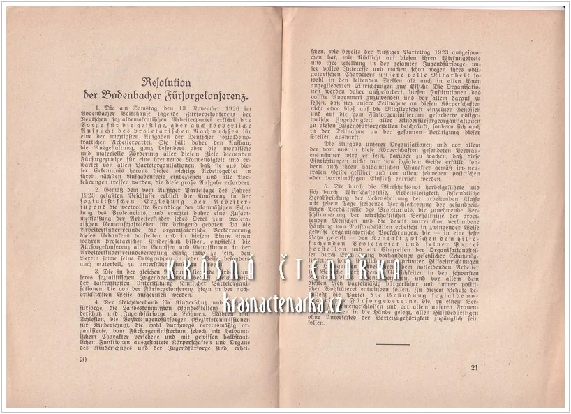 RICHTLINIEN für die Arbeit im Reichsverbande „Arbeiterfürsorge“ (Směrnice pro práci v Říšském svazu „Péče o dělníky“)