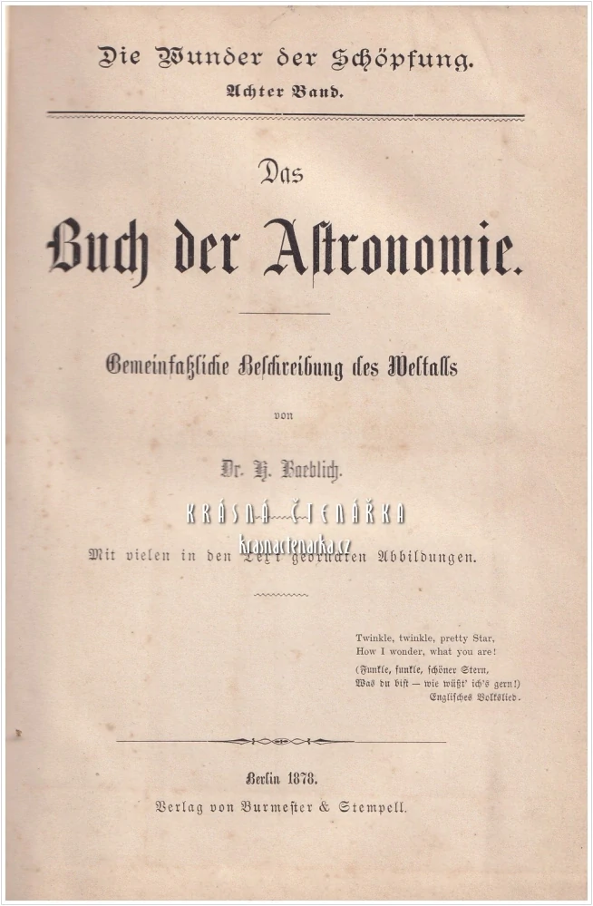 Die Wunder der Schöpfung, Achter Band: DAS BUCH DER ASTRONOMIE (H. Boehlich)