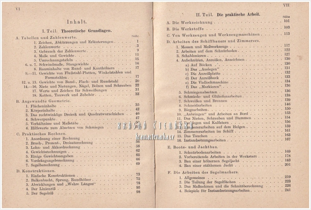 TASCHENBUCH FÜR SCHIFFBAUER, BOOTBAUER, SCHIFFZIMMERER UND SEGELMACHER (Ludwig Schaller) | Příručka pro lodní stavitele, stavitele člunů, lodní tesaře a plachtaře