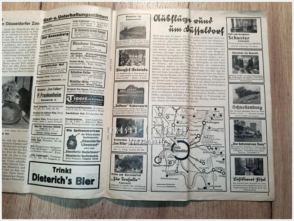 Oficiální programová brožura či turistický průvodce „DÜSSELDORFER WOCHE“ (Düsseldorfský týden) z roku 1935, vydaný pro akce konané v týdnu od 8. do 15. června 1935