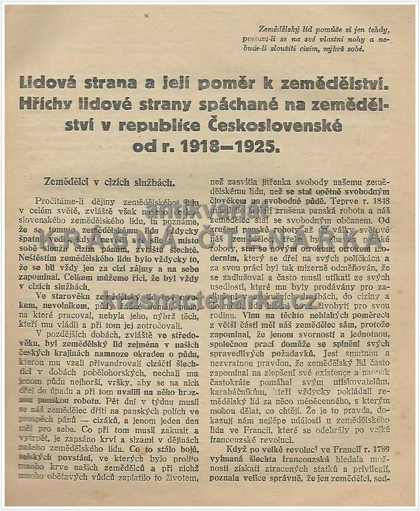 LIDOVÁ (KLERIKÁLNÍ) STRANA VE SVĚTLE PRAVDY (Janout Josef) 