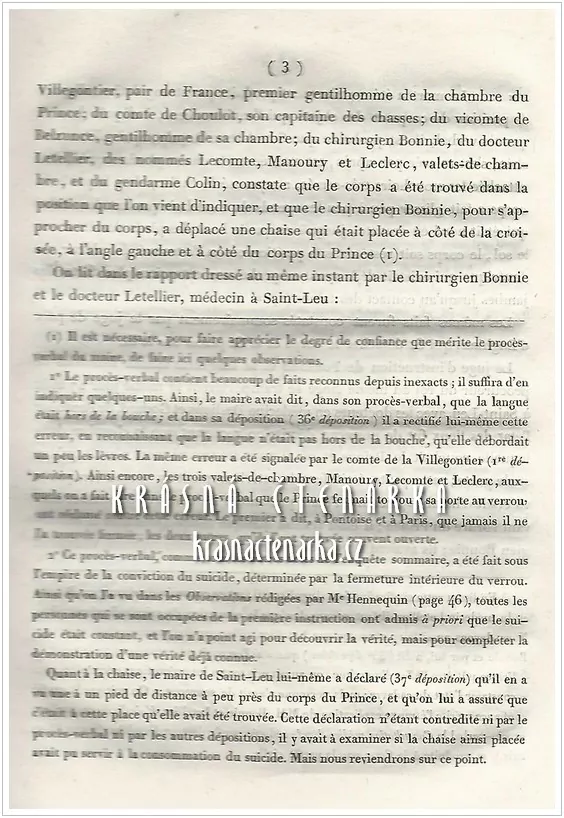 ARRÉT DU 21 JUIN 1831, RELATIF AUX CAUSES QUI ONT PU AMENER LA MORT DU PRINCE DE CONDÉ, AVEC DES NOTES