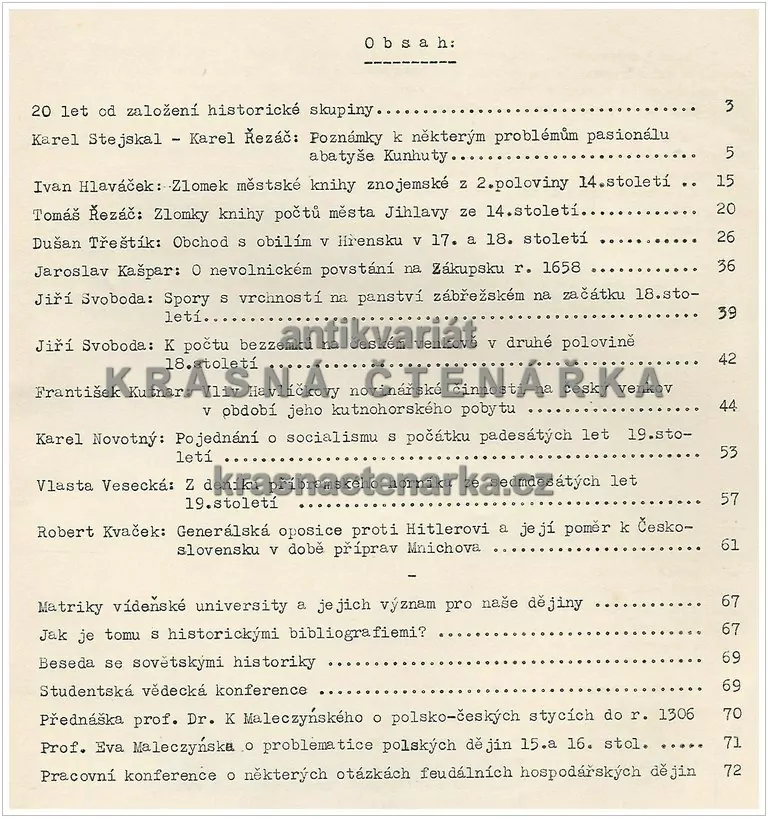 ZÁPISKY KATEDRY ČESKOSLOVENSKÝH DĚJIN A ARCHIVNÍHO STUDIA 1956 / č. 4