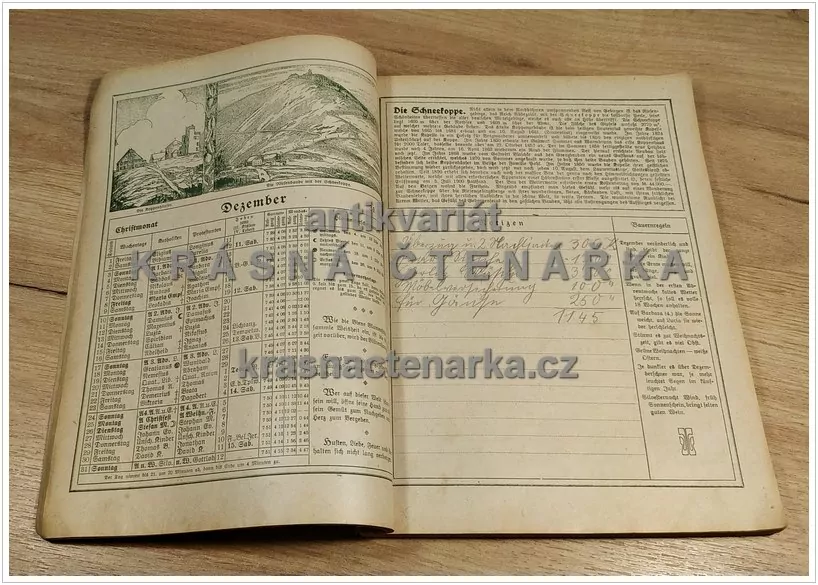 REICHENBERGER KALENDER für das Jahr 1922 (kalendář Liberec)