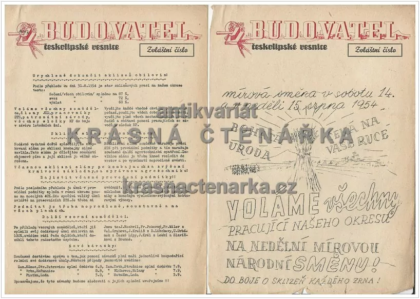 BUDOVATEL ČESKOLIPSKÉ VESNICE, Informační letáky Výkupního závodu Česká Lípa z roku 1954
