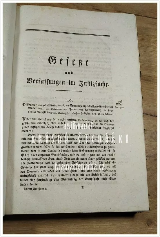 Seiner Majestät des Kaisers Franz GESETZE UND VERFASSUNGEN im Justiz-Fache.  Für die Deutschen Staaten der Oesterreichischen Monarchie. Von dem Jahre 1798 bis 1803.