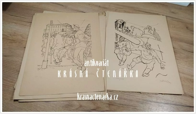 REVOLUČNÍ PRAHA, 12 původních litogafií (Holler Josef)