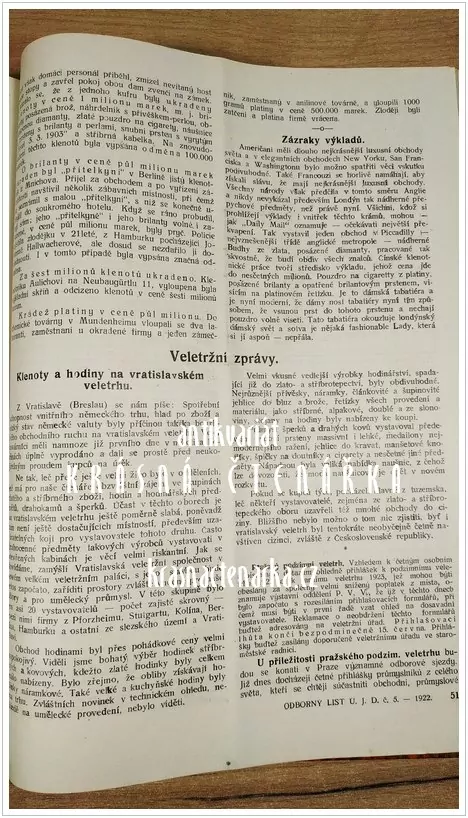 ODBORNÝ LIST ÚSTŘEDNÍ JEDNOTY DETAILÉRŮ oboru klenotnického, zlatnického, stříbrnického a hodinářského