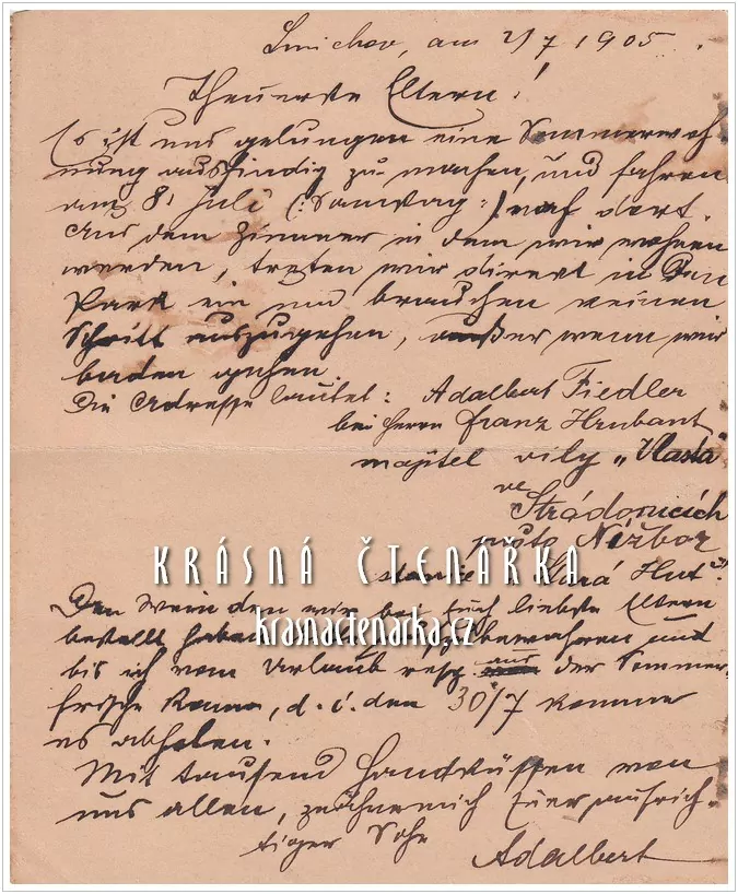 DOPISNICE Zálepka, razítko SMÍCHOV