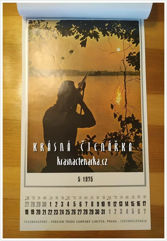 Nástěnný kalendář TECHNOEXPORT 1975 (myslivecký motiv)
