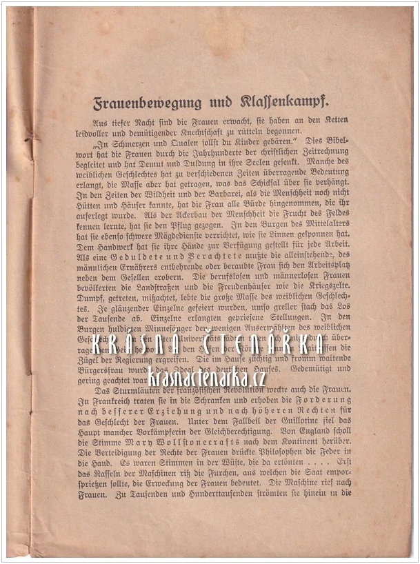 GLEICHES RECHT FÜR DIE FRAUEN !, Eine Werbeschrift mit Beiträgen von E. Freundlich, S. Nestriepke, A. Popp (Stejné právo pro ženy!)