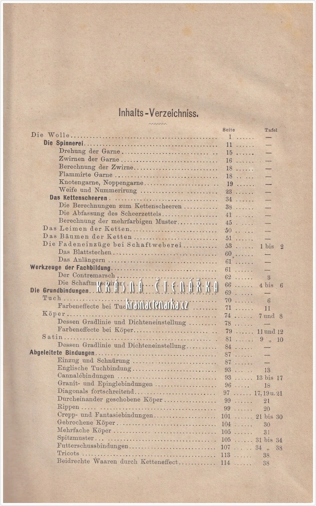 LEHRBUCH DER TUCH- UND BUCKSKINWEBEREI AUF HAND- UND MECHANISCHEN STÜHLEN (Oelsner, G. Hermann) (Výrova sukna)