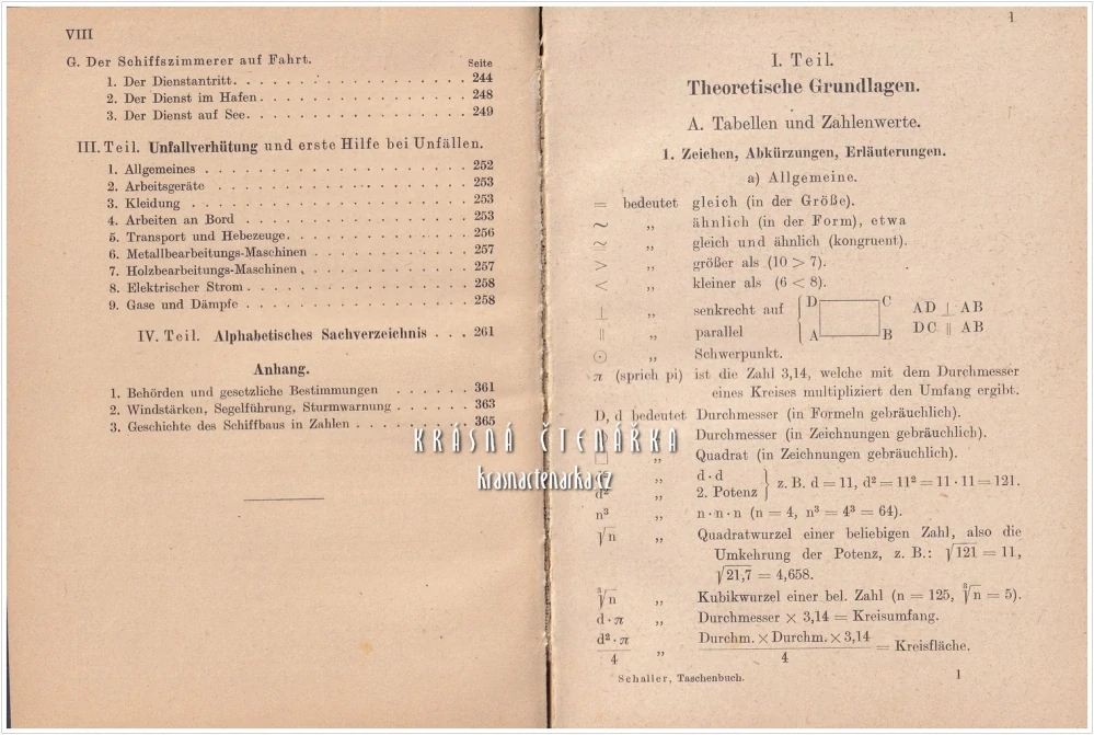 TASCHENBUCH FÜR SCHIFFBAUER, BOOTBAUER, SCHIFFZIMMERER UND SEGELMACHER (Ludwig Schaller) | Příručka pro lodní stavitele, stavitele člunů, lodní tesaře a plachtaře