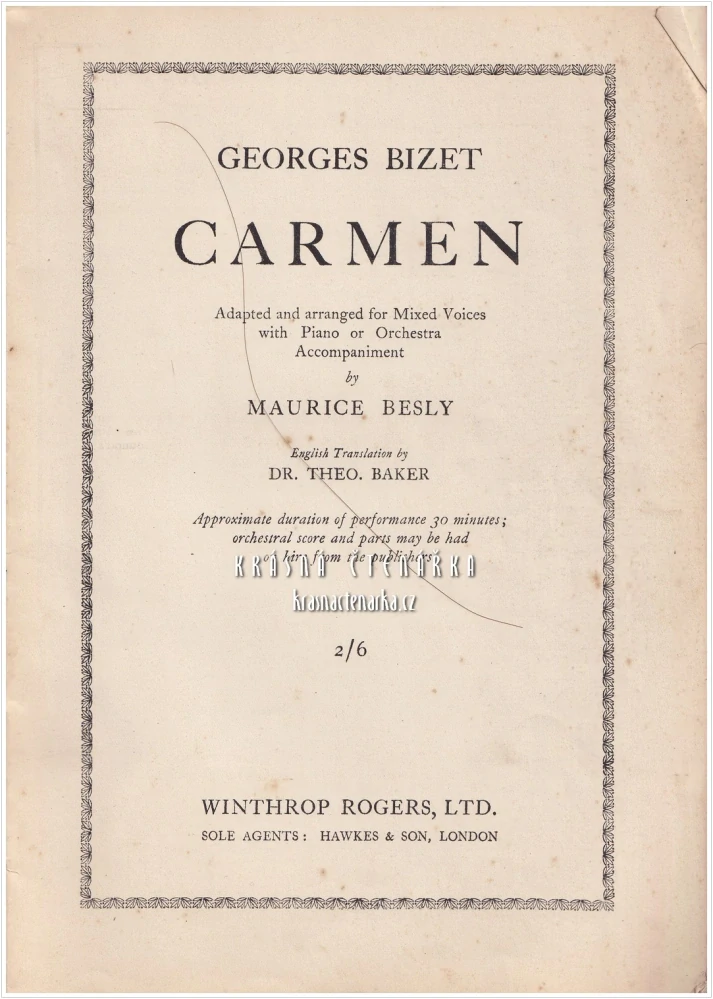 CARMEN (Georges Bizet) | Notový materiál k Bizetově opeře Carmen, upravený Mauricem Beslym pro smíšené hlasy s klavírním nebo orchestrálním doprovodem