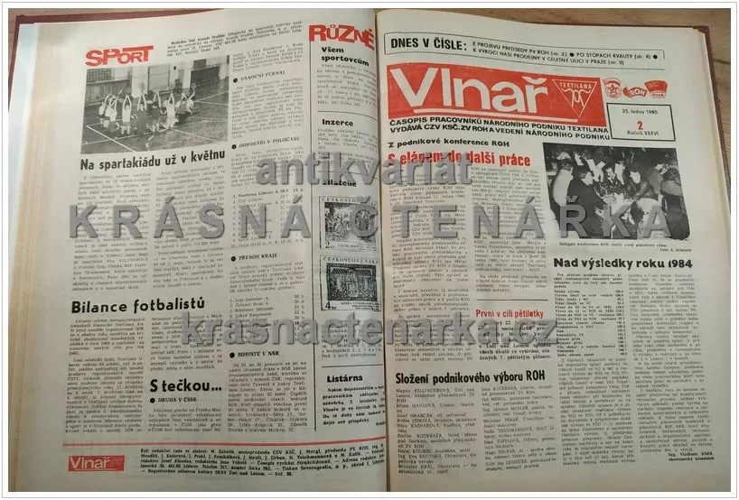 Časopis VLNAŘ, ročník XXXVI, časopis pracovníků n. p. Textilana