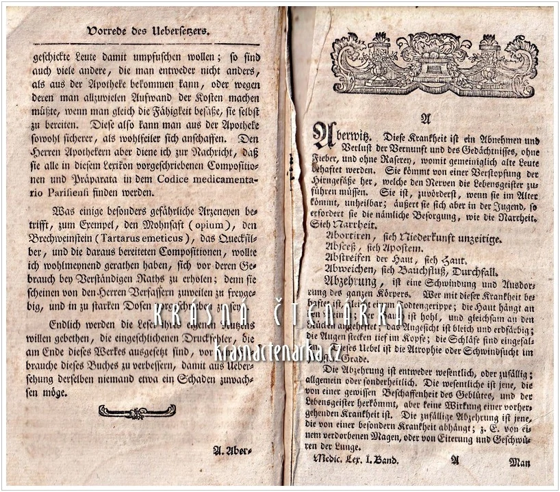 MEDICINISCHES HAND-LEXIKON (I. Band) … worinn alle Krankheiten, die verschiedenen, und jeder Krankheit ... , vydáno 1782