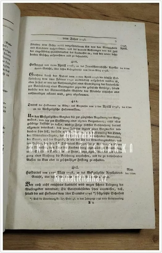 Seiner Majestät des Kaisers Franz GESETZE UND VERFASSUNGEN im Justiz-Fache.  Für die Deutschen Staaten der Oesterreichischen Monarchie. Von dem Jahre 1798 bis 1803.
