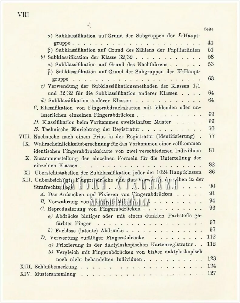 DAKTYLOSKOPIE, Verwertung von Fingerabdrücken zu Identifizierungszwecken  (Windt Kamillo / Kodicek Siegmund)