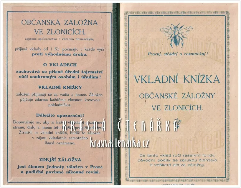 VKLADNÍ KNÍŽKA Občanské záložny, Zlonice