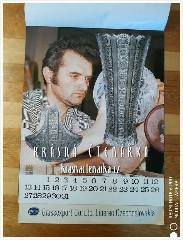 Nástěnný kalendář GLASSEXPORT 1975 - BOHEMIA GLASS