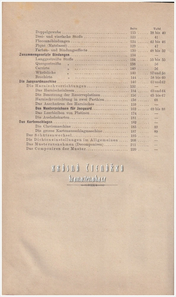 LEHRBUCH DER TUCH- UND BUCKSKINWEBEREI AUF HAND- UND MECHANISCHEN STÜHLEN (Oelsner, G. Hermann) (Výrova sukna)
