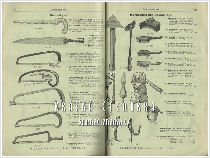 Nabídkový katalog a ceník pro zahradnictví:  WILHELM PFITZER, G.m.b.H, Stuttgart, Hauptpreis- Verzeichnis ... 1926