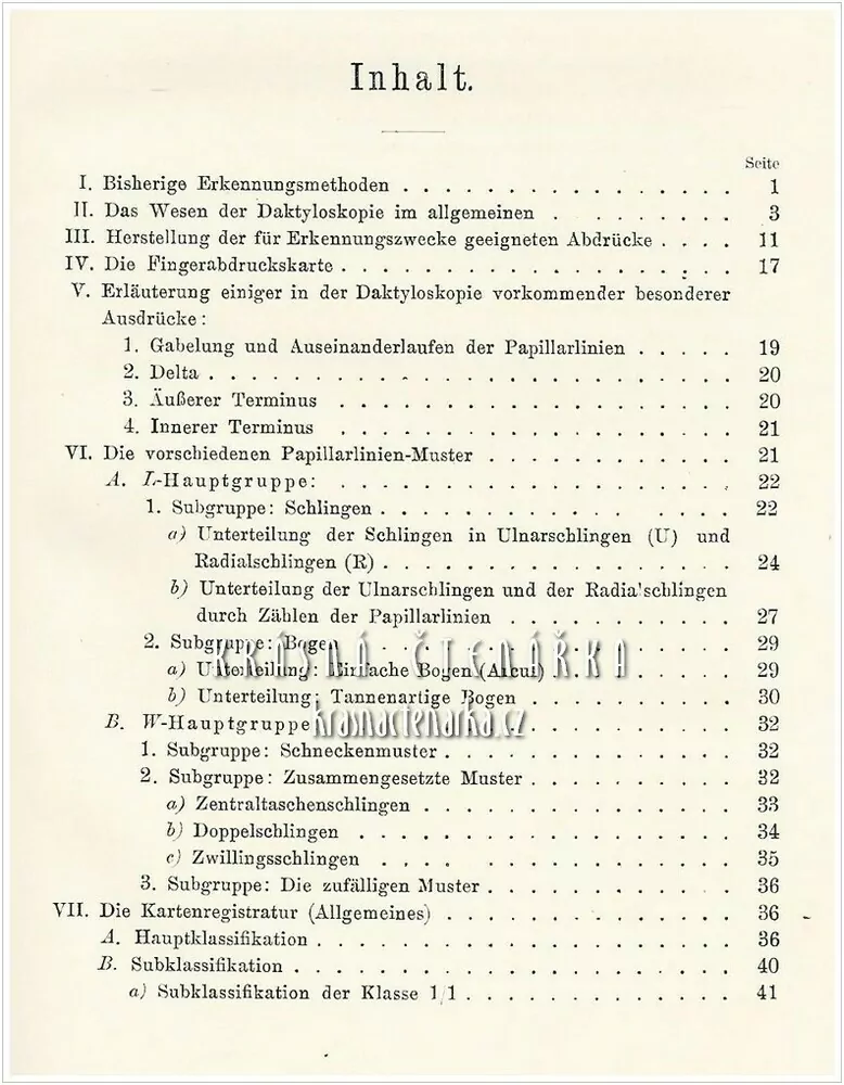 DAKTYLOSKOPIE, Verwertung von Fingerabdrücken zu Identifizierungszwecken  (Windt Kamillo / Kodicek Siegmund)