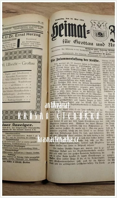 HEIMAT-ZEITUNG für Grottau und Umgebung 1923/1924, 1. ročník (Noviny Hrádek nad Nisou)