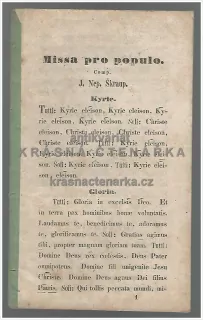 MISSA PRO POPULO / MŠE PRO LID (Škroup Jan Nepomuk)
