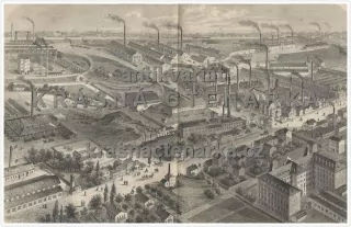 DIE GUSSSTAHLFABRIK DES BOCHUMER VEREINS (BOCHUM) ( Elssner, dřevoryt)